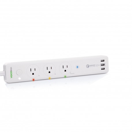 Toma Corriente Inteligente VOCOlinc pm2 Carga Rápida con 3 Tomas y 2 Puertos USB WI-FI color Blanco