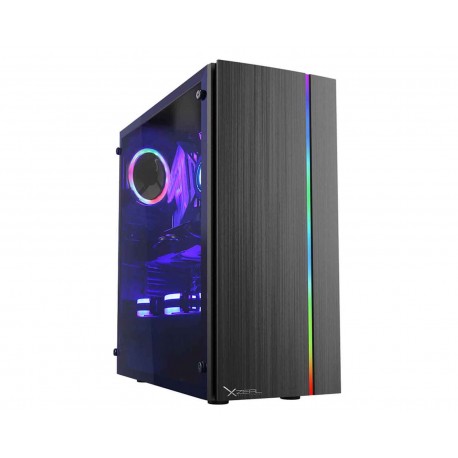 Gabinete Xzeal Xz105 color Negro RGB Atx S/Fuente Acrílico 1x90mm USB 3.0/USB 2.0