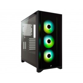 Gabinete Corsair Icue 4000x Rgb Atx Cristal Miditower Cc-9011204-ww S/fuente color Negro