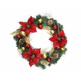 Corona Navideña Poinsettia Wreath A (1 Pieza)