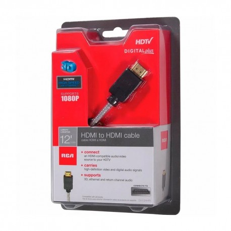 Cable Hdmi Hd 1080P 3.6m Digital Plus Dh-12hhr Rca color Negro