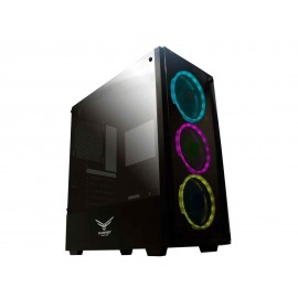 Gabinete Naceb Evotec Player Led Atx S/fuente Cristal Na-0603 color Negro