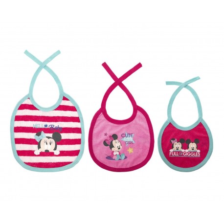 Baberos Rosas marca Disney Minnie Mouse para Bebé Niña (3 Piezas)